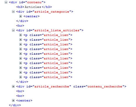 Structure HTML de cete page